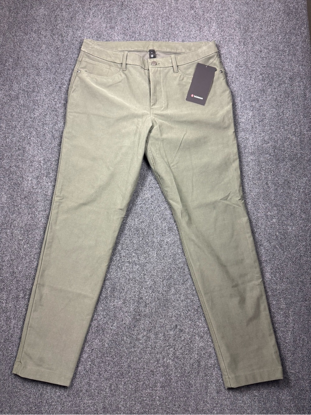 Lululemon ABC Slim-Fit 5 Pocket Utilitech Pant 33"L Army Green Mens Size 34 NWT